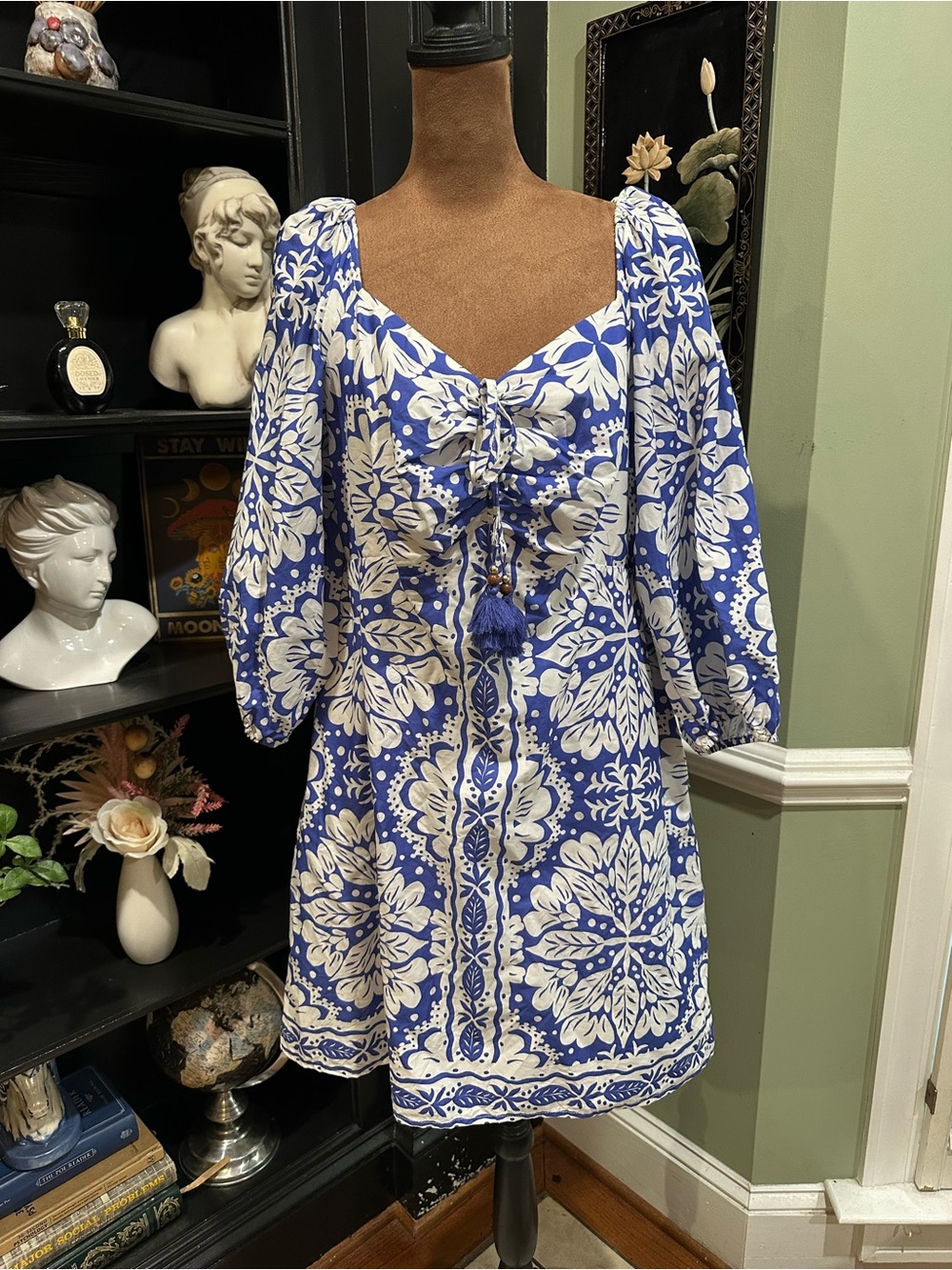 Vince Camino blue floral dress size 12